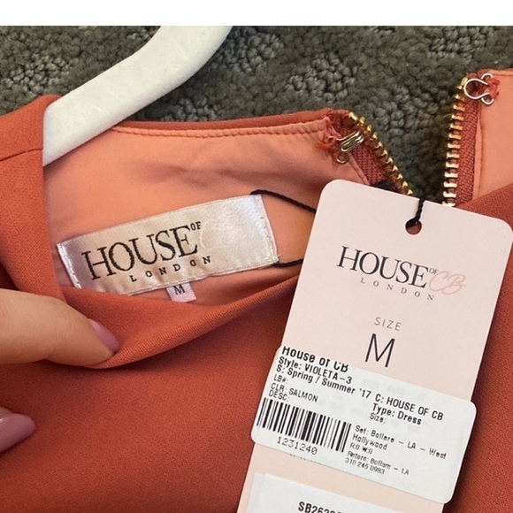 NWT House of CB Salmon Coral Cutout Short Sleeve Bodycon Mini Dress Size M - Picture 15 of 15